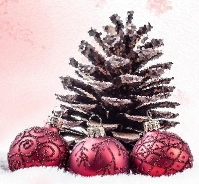 Christmas Baubles and Pine Cone
