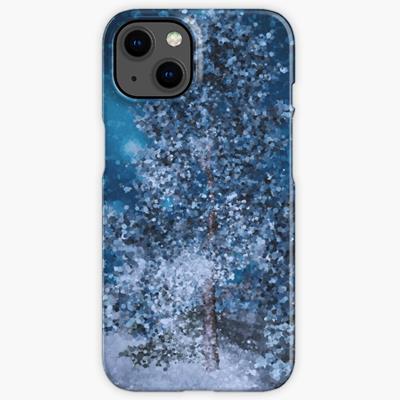 Dark Blue Winter Forest Scene