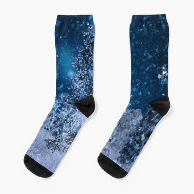 Dark Blue Winter Forest Scene