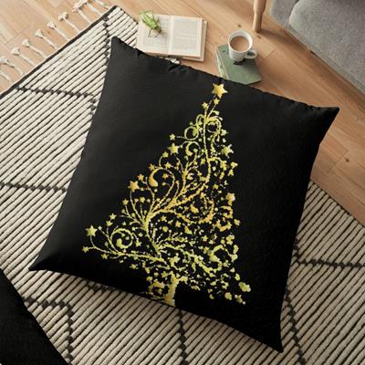 Gold on Black Stylized Christmas Tree