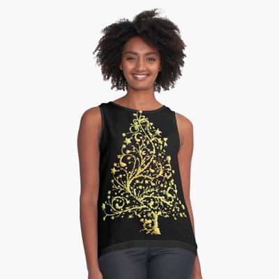 Gold on Black Stylized Christmas Tree