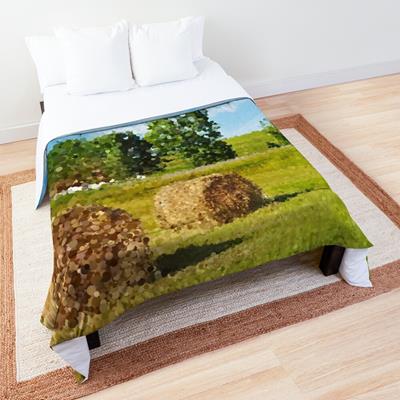 Hay Bales in Grassy Field