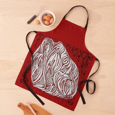 Intense Red, Black, and White Abstract Curves