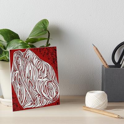Intense Red, Black, and White Abstract Curves