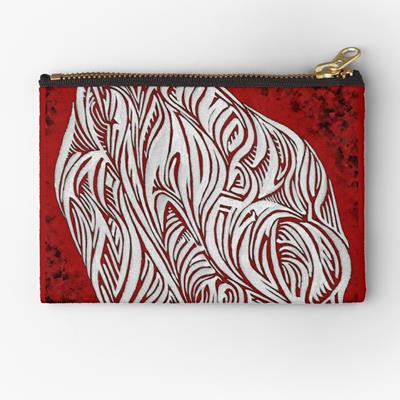 Intense Red, Black, and White Abstract Curves