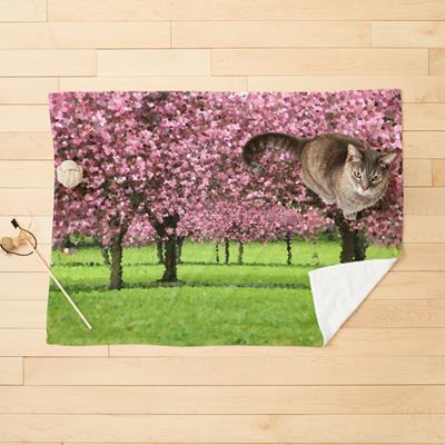 Pink Blossoming Trees Over Green Field
