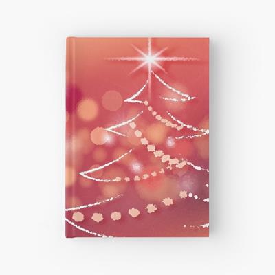 Red Christmas Scene with Stylized Tree