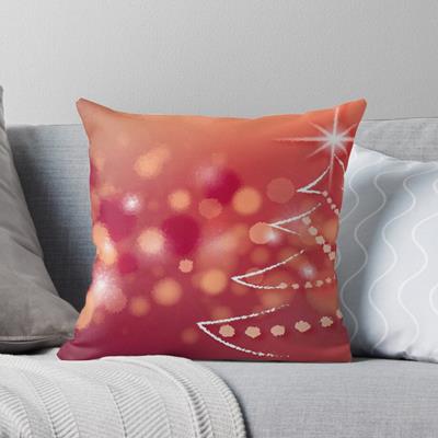 Red Christmas Scene with Stylized Tree