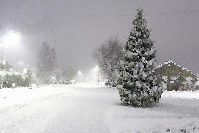 Small Town Under Snow