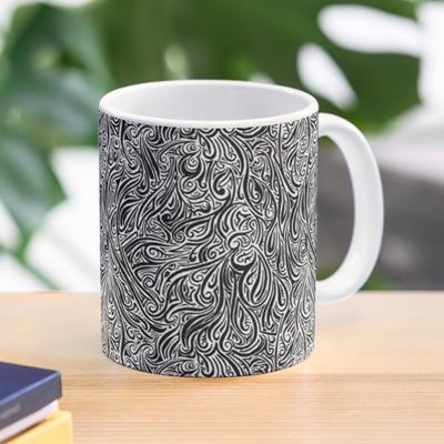 Swirling Abstract Line Art in Black and White