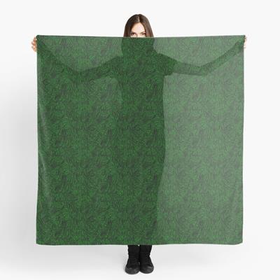Swirling Abstract Line Art in Black on Green