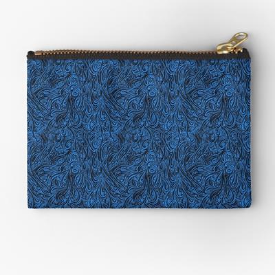 Swirling Abstract Line Art in Black on Light Blue