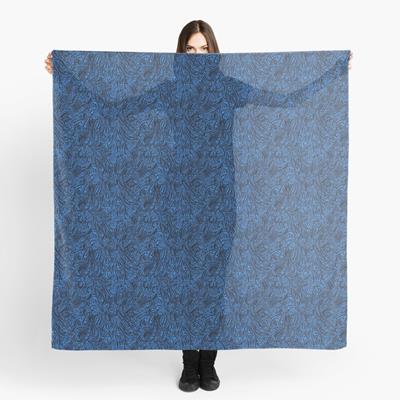 Swirling Abstract Line Art in Black on Light Blue