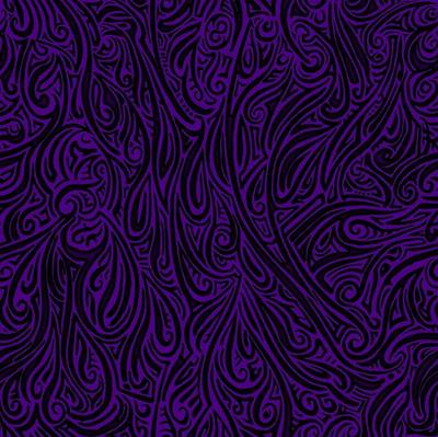 Swirling Abstract Line Art in Black on Purple