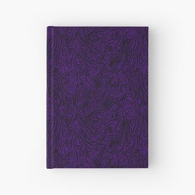 Swirling Abstract Line Art in Black on Purple