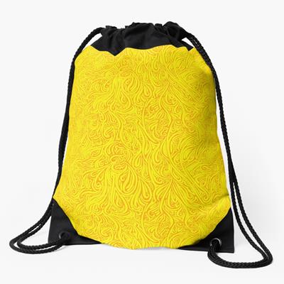 Swirling Abstract Line Art in Blazing Yellow and Gold