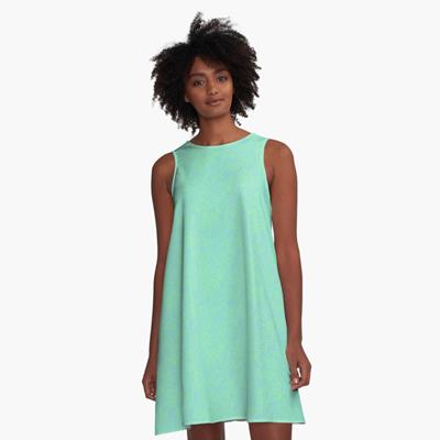 Swirling Abstract Line Art in Light Blue on Green
