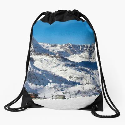 Train and Snowy Mountains
