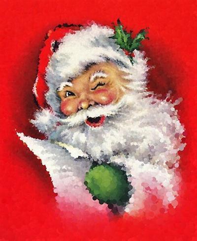 Winking Santa on Red